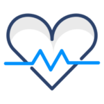 Clinical Placement Icon – Locum Tenens Opportunities by xLocums - xLocums Icon of a blue heart with an EKG line, symbolizing xLocums' Locum Tenens Staffing Solutions connecting hospitals with qualified clinicians.